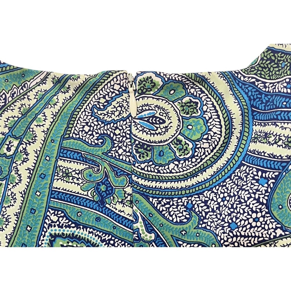 J MCLAUGHLIN Blue/Green Paisley Catalina Cloth Sleeveless Sophia Sheath Dress XS - Picture 4 of 6